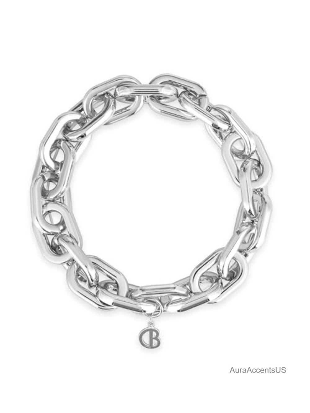Chunky Paperclip Link Bracelet Silver Plated Stretch Stackable